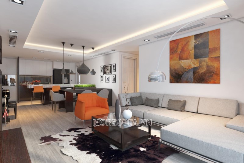 Ghế sofa góc đẹp bọc nỉ chân sắt